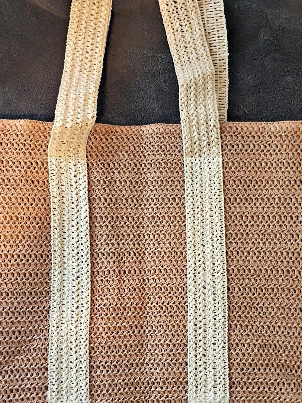Woven Tote in Brown & Cream Like New